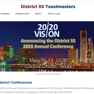 external link to Toastermasters Disctrict 55 website